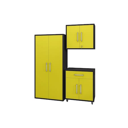 Eiffel 3-Piece Garage Set In Matte Black And Yellow